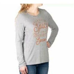 Pumpkin Spice Season Graphic Gray Long Sleeve Shirt Modern Canvas XXL